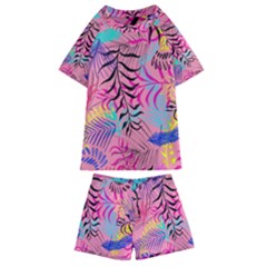 Illustration Reason Leaves Design Kids  Swim Tee And Shorts Set by Nexatart