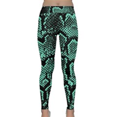 Green Snakeskin Classic Yoga Leggings by greenthanet