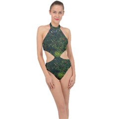 Apple Tree Close Up Halter Side Cut Swimsuit by bloomingvinedesign