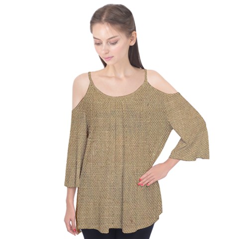 Burlap Coffee Sack Grunge Knit Look Flutter Tees by dressshop