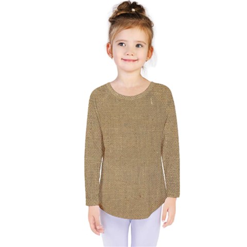 Burlap Coffee Sack Grunge Knit Look Kids  Long Sleeve Tee by dressshop