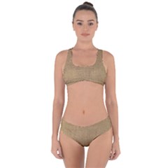 Burlap Coffee Sack Grunge Knit Look Criss Cross Bikini Set by dressshop