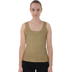 Burlap Coffee Sack Grunge Knit Look Velvet Tank Top by dressshop