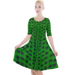 Forest Flowers In The Green Soft Ornate Nature Quarter Sleeve A-line Dress by pepitasart