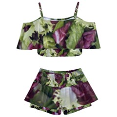 Salad Lettuce Vegetable Kids  Off Shoulder Skirt Bikini by Sapixe