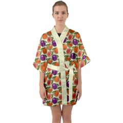 Fruit Tree Salad Pattern Quarter Sleeve Kimono Robe by emilyzragz