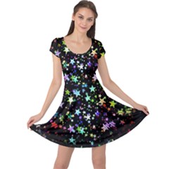 Christmas Star Gloss Lights Light Cap Sleeve Dress by Sapixe