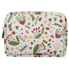 Floral Christmas Pattern  Make Up Pouch (medium) by Valentinaart