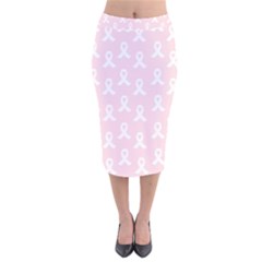 Pink Ribbon - Breast Cancer Awareness Month Velvet Midi Pencil Skirt by Valentinaart