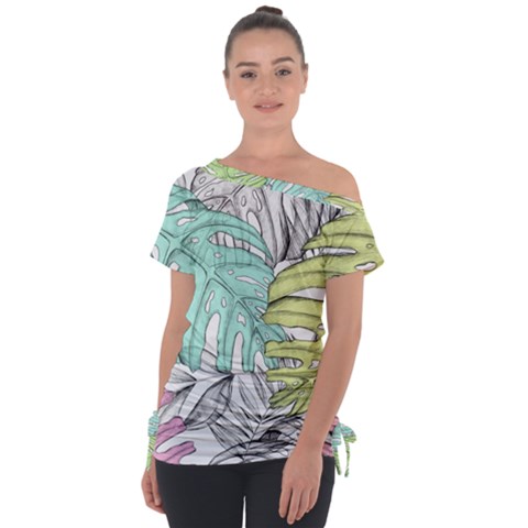 Leaves Tropical Nature Plant Tie-up Tee by Sapixe