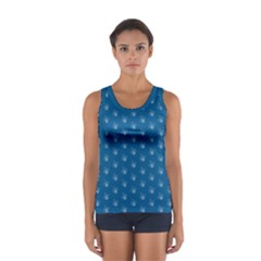 Quebec French Royal Fleur De Lys Elegant Pattern Blue Blue Quebec Fleur De Lys Pattern Blue Sport Tank Top  by Quebec