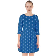 Quebec French Royal Fleur De Lys Elegant Pattern Blue Blue Quebec Fleur De Lys Pattern Blue Smock Dress by Quebec