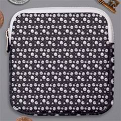 Pattern Skull Bones Halloween Gothic On Black Background Mini Square Pouch by genx