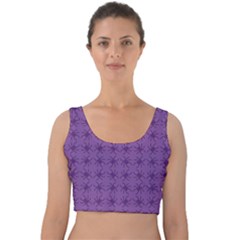 Pattern Spiders Purple And Black Halloween Gothic Modern Velvet Crop Top by genx