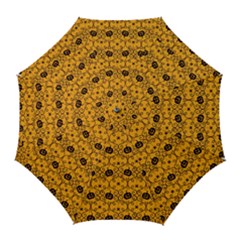 Pattern Pumpkin Spider Vintage Halloween Gothic Orange And Black Golf Umbrellas by genx