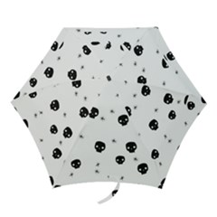 Pattern Skull Stars Handrawn Naive Halloween Gothic Black And White Mini Folding Umbrellas by genx