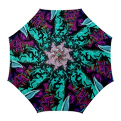 Graffiti Woman And Monsters Turquoise Cyan And Purple Bright Urban Art With Stars Golf Umbrellas by genx