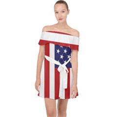 Us Flag Stars And Stripes Maga Off Shoulder Chiffon Dress by snek