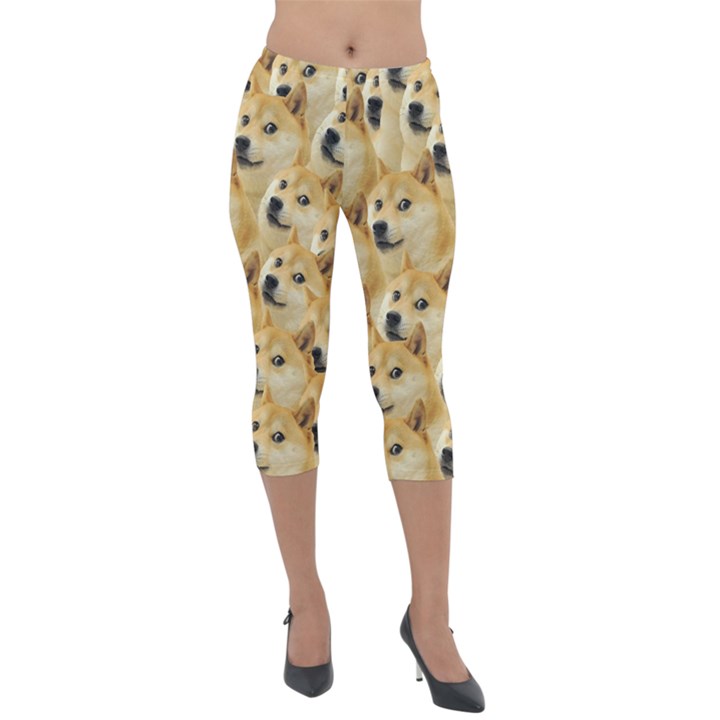 Doge meme Doggo Kekistan Funny Pattern Lightweight Velour Capri Leggings 