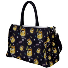 Doge Much Thug Wow Pattern Funny Kekistan Meme Dog Black Background Duffel Travel Bag by snek