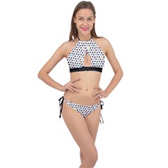 Boston Terrier Dog Pattern With Rainbow And Black Polka Dots Cross Front Halter Bikini Set by genx