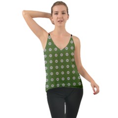 Logo Kekistan Pattern Elegant With Lines On Green Background Chiffon Cami by snek