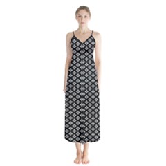 Logo Kek Pattern Black And White Kekistan Black Background Button Up Chiffon Maxi Dress by snek