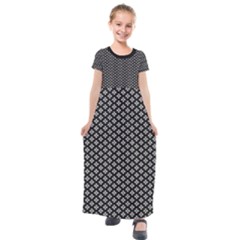 Logo Kek Pattern Black And White Kekistan Black Background Kids  Short Sleeve Maxi Dress by snek