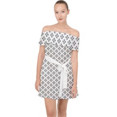 Logo Kek Pattern Black And White Kekistan White Background Off Shoulder Chiffon Dress by snek