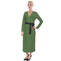 Logo Kek Pattern Black And Kekistan Green Background Velvet Maxi Wrap Dress by snek