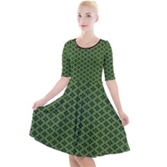 Logo Kek Pattern Black And Kekistan Green Background Quarter Sleeve A-line Dress by snek