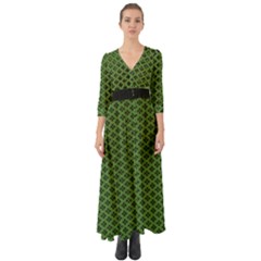 Logo Kek Pattern Black And Kekistan Green Background Button Up Boho Maxi Dress by snek