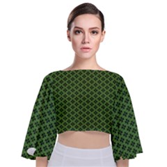 Logo Kek Pattern Black And Kekistan Green Background Tie Back Butterfly Sleeve Chiffon Top by snek