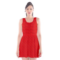 Maga Make America Great Again Usa Pattern Red Scoop Neck Skater Dress by snek