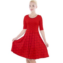 Maga Make America Great Again Usa Pattern Red Quarter Sleeve A-line Dress by snek