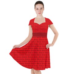 Maga Make America Great Again Usa Pattern Red Cap Sleeve Midi Dress by snek