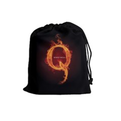 Qanon Letter Q Fire Effect Wwgowga Wwg1wga Drawstring Pouch (large) by snek