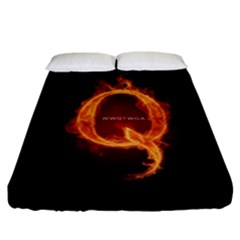 Qanon Letter Q Fire Effect Wwgowga Wwg1wga Fitted Sheet (california King Size) by snek