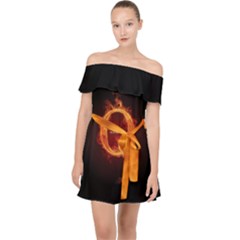 Qanon Letter Q Fire Effect Wwgowga Wwg1wga Off Shoulder Chiffon Dress by snek