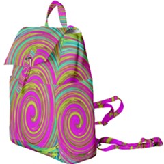 Groovy Abstract Pink, Turquoise And Yellow Swirl Buckle Everyday Backpack by myrubiogarden