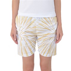 Yellow Firework Transparent Women s Basketball Shorts by Mariart