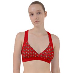 Trump Wrait Pattern Make Christmas Great Again Maga Funny Red Gift With Snowflakes And Trump Face Smiling Sweetheart Sports Bra by snek