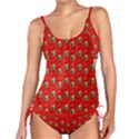 Trump Wrait Pattern Make Christmas Great Again MAGA Funny Red Gift with Snowflakes and Trump Face smiling Tankini Set View1