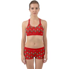 Trump Wrait Pattern Make Christmas Great Again Maga Funny Red Gift With Snowflakes And Trump Face Smiling Back Web Gym Set by snek