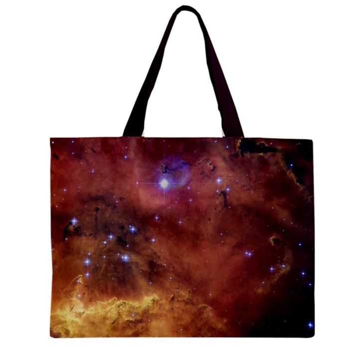 Cosmic Astronomy sky with stars orange brown and yellow Zipper Mini Tote Bag