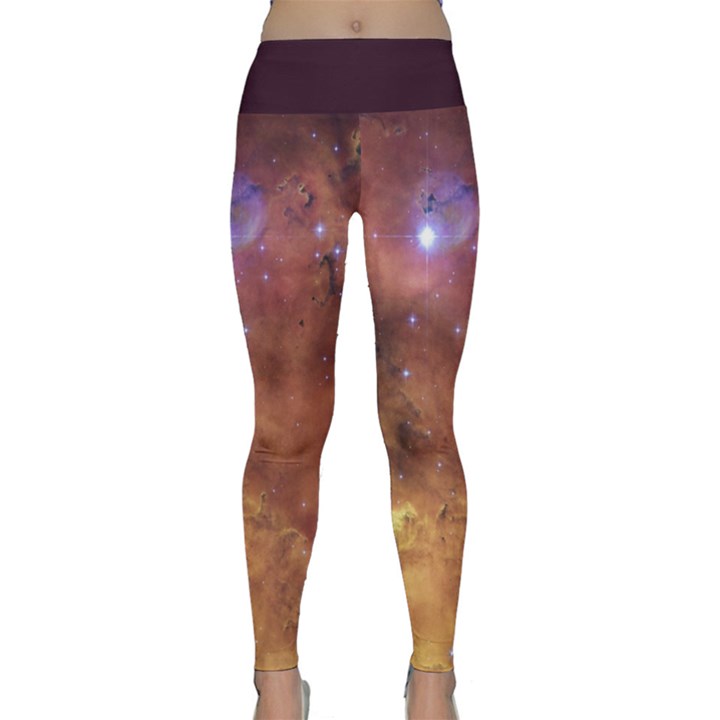 Cosmic Astronomy sky with stars orange brown and yellow Lightweight Velour Classic Yoga Leggings