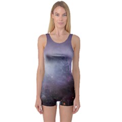 Orion Nebula Pastel Violet Purple Turquoise Blue Star Formation One Piece Boyleg Swimsuit by genx