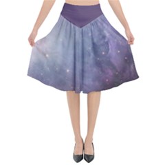 Orion Nebula Pastel Violet Purple Turquoise Blue Star Formation Flared Midi Skirt by genx