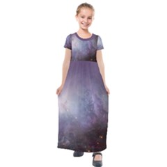 Orion Nebula Pastel Violet Purple Turquoise Blue Star Formation Kids  Short Sleeve Maxi Dress by genx