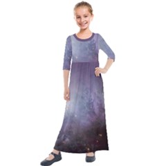 Orion Nebula Pastel Violet Purple Turquoise Blue Star Formation Kids  Quarter Sleeve Maxi Dress by genx